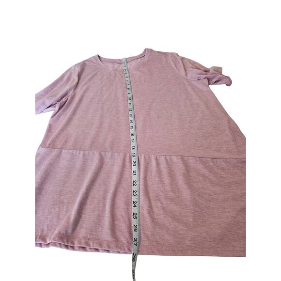 Women Sz 14/16 Pink Soft Lagenlook Asymmetrical Crew Neck Tee Shirt Lane Bryant - Picture 8 of 9